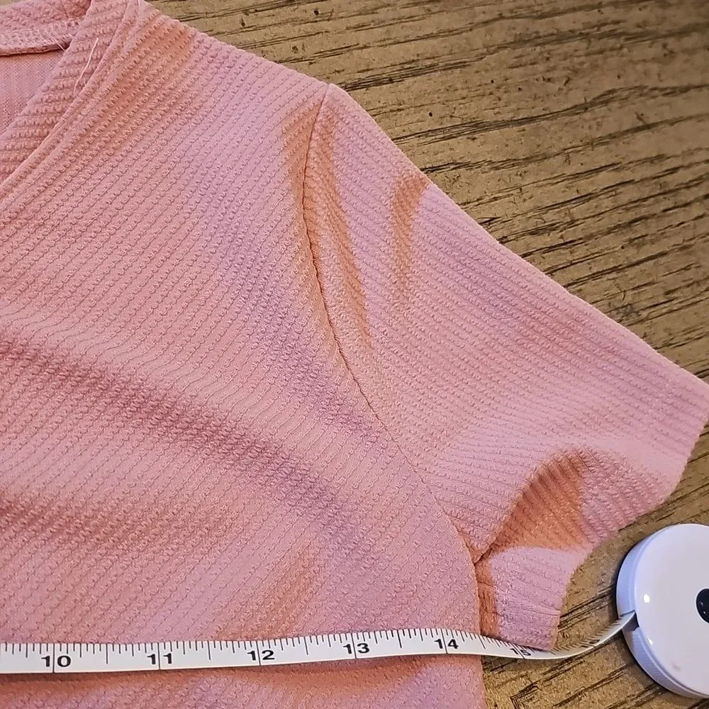 Pink Two-Piece Loungewear Set with Front Ruched Top Size S 6/7 New Never Worn